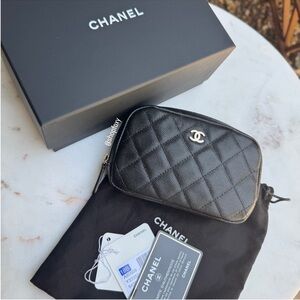 Chanel Curvy Quilted Caviar Cosmetic Pouch